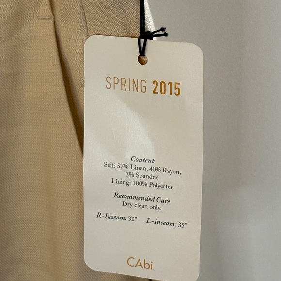 CAbi Everly Cream Linen Pants. Style #813 - Picture 3 of 6